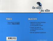 Word 2003 - 4ème de couverture - Format classique
