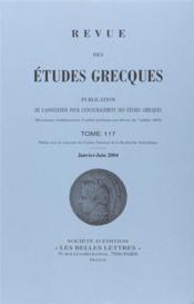 Revue des etudes grecques n.117 - Couverture - Format classique