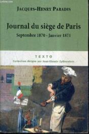 Journal du siège de Paris ; septembre 1870-janvier 1871 - Couverture - Format classique