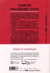 Code de procédure civile, annoté (édition 2021) - 4ème de couverture - Format classique