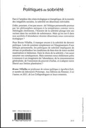 Politiques de sobriété - 4ème de couverture - Format classique