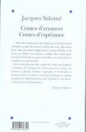 Contes d'errances, contes d'espérance - 4ème de couverture - Format classique