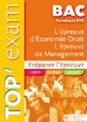 Top'Exam ; L'Epreuve D'Economie/Droit ; L'Epreuve De Management ; Terminale Stg - Couverture - Format classique