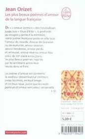 Les plus beaux poèmes d'amour de la langue française - 4ème de couverture - Format classique
