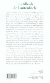 Les tilleuls de lautenbach - 4ème de couverture - Format classique