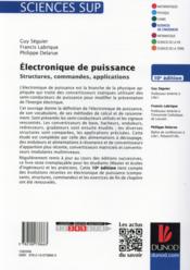 Électronique de puissance ; structures, commandes, applications (10e édition) - 4ème de couverture - Format classique