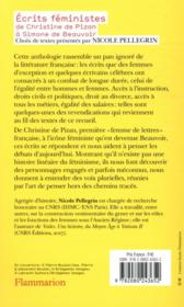 Écrits féministes ; de Christine de Pizon à Simone de Beauvoir - Collectif
