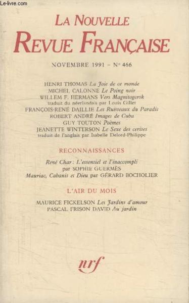 La nouvelle revue francaise N.466 ; Novembre 1991